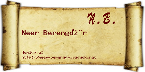 Neer Berengár névjegykártya